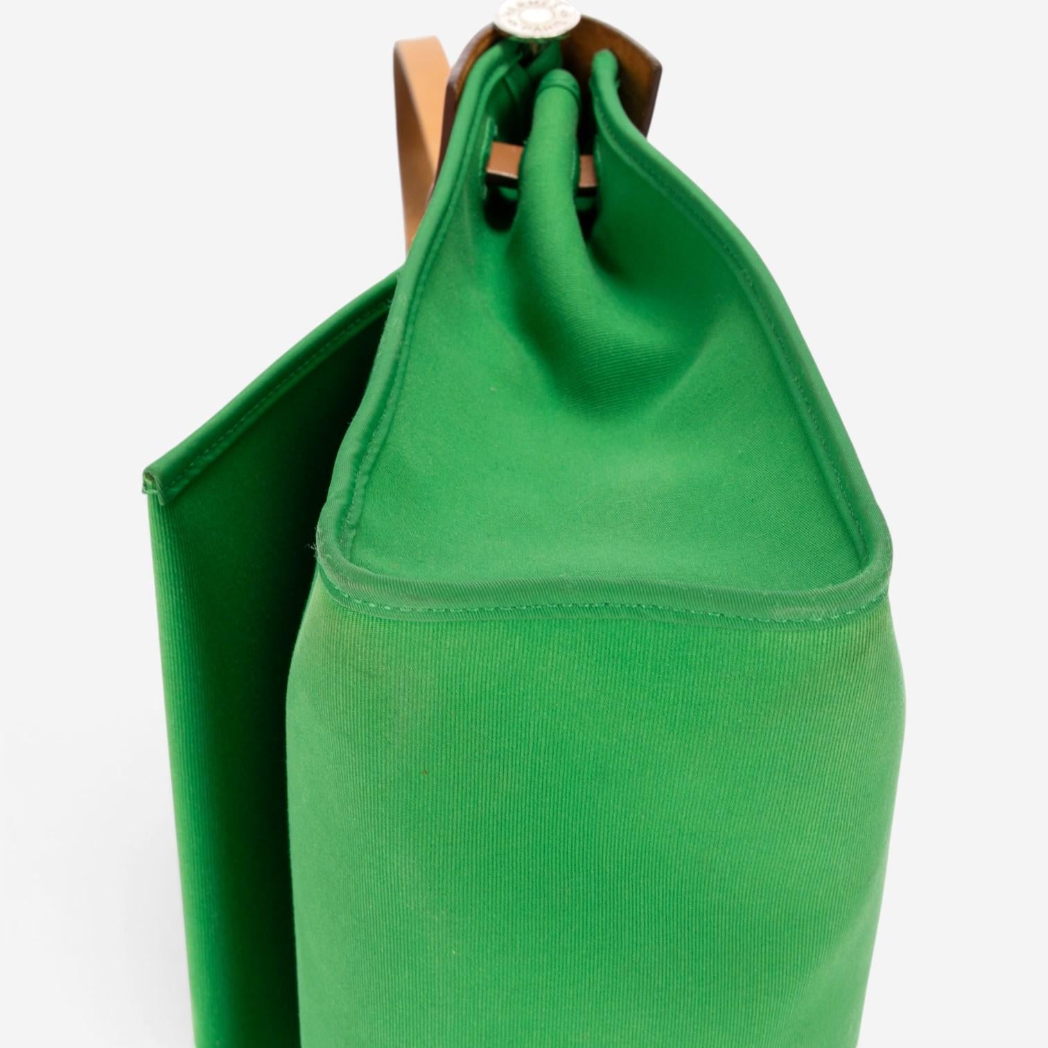 Hermès Herbag Zip Green/Tan Toile Officier Canvas Leather Bag OAG7751
