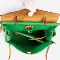 Hermès Herbag Zip Green/Tan Toile Officier Canvas Leather Bag OAG7751