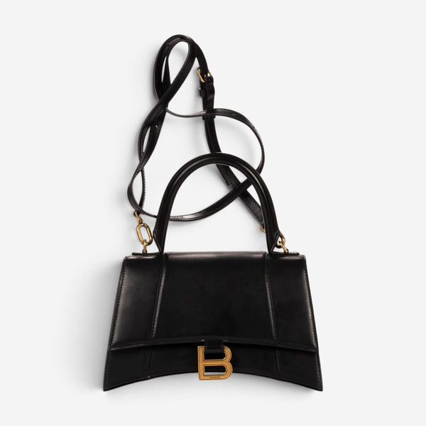 Balenciaga Small Hourglass Black Calfskin Leather Handbag OAG7799