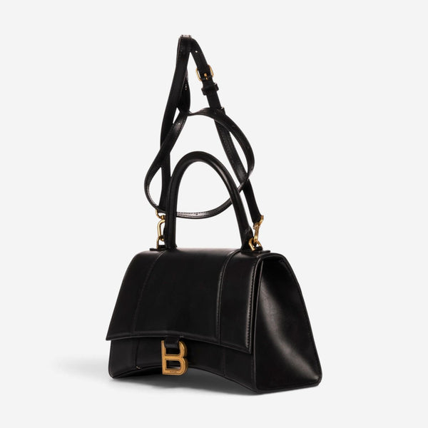 Balenciaga Small Hourglass Black Calfskin Leather Handbag OAG7799