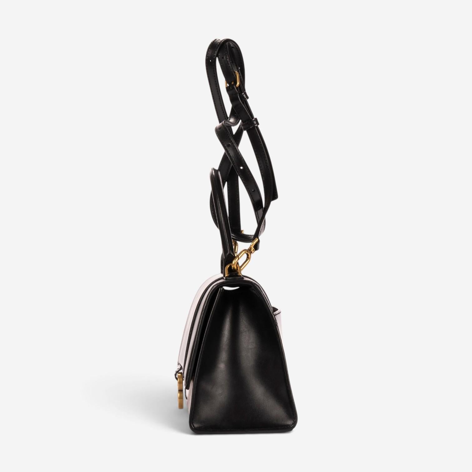 Balenciaga Small Hourglass Black Calfskin Leather Handbag OAG7799