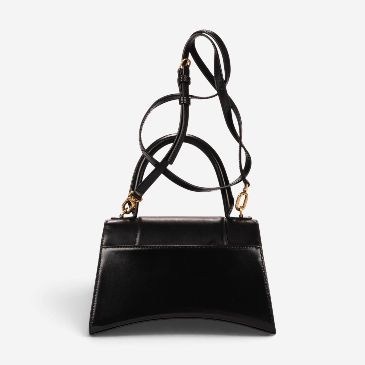 Balenciaga Small Hourglass Black Calfskin Leather Handbag OAG7799
