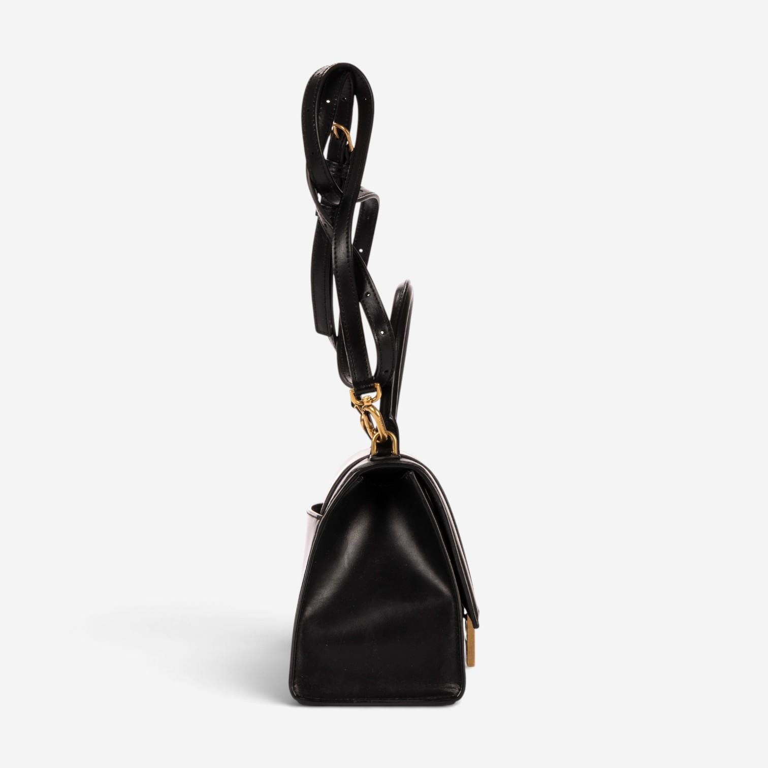 Balenciaga Small Hourglass Black Calfskin Leather Handbag OAG7799
