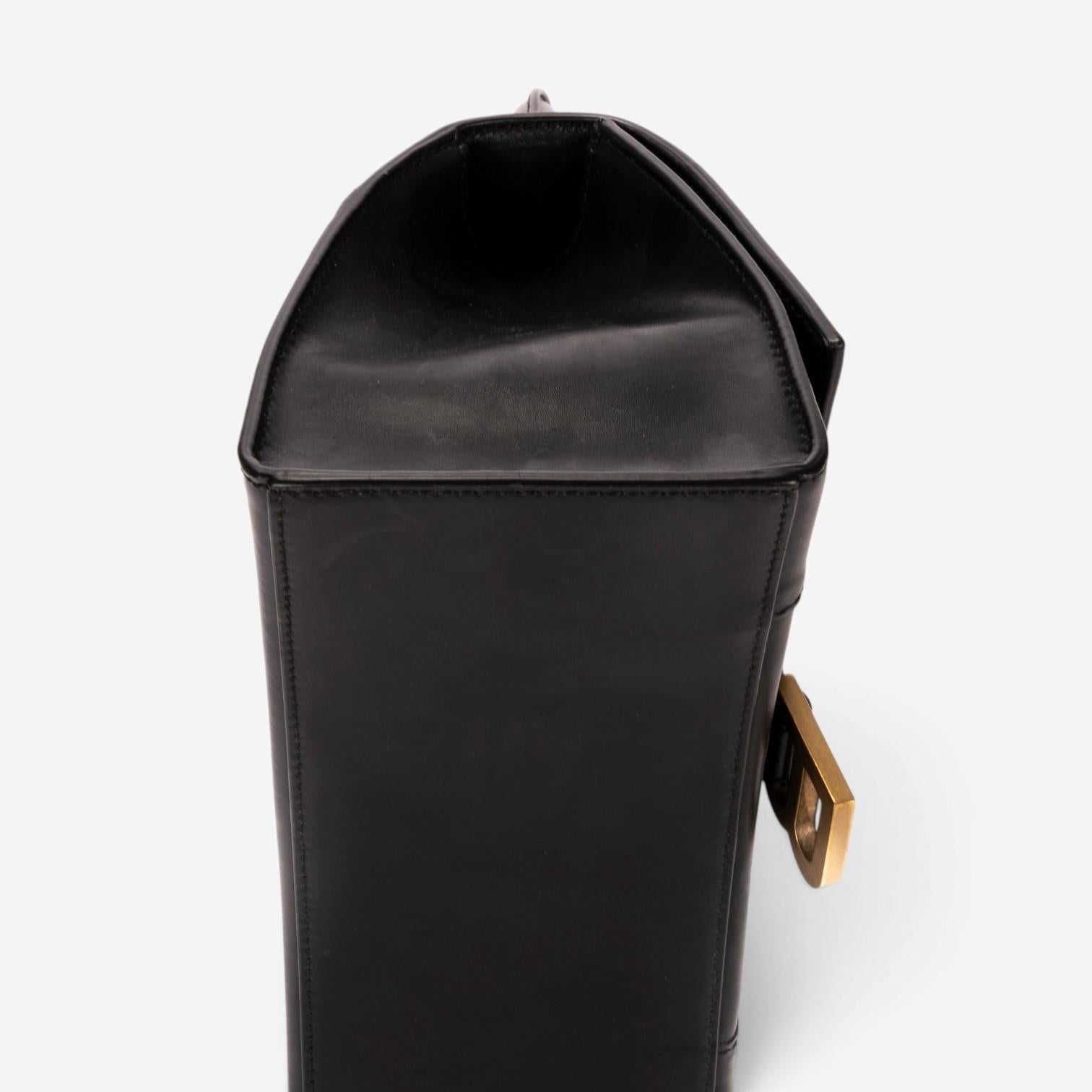 Balenciaga Small Hourglass Black Calfskin Leather Handbag OAG7799