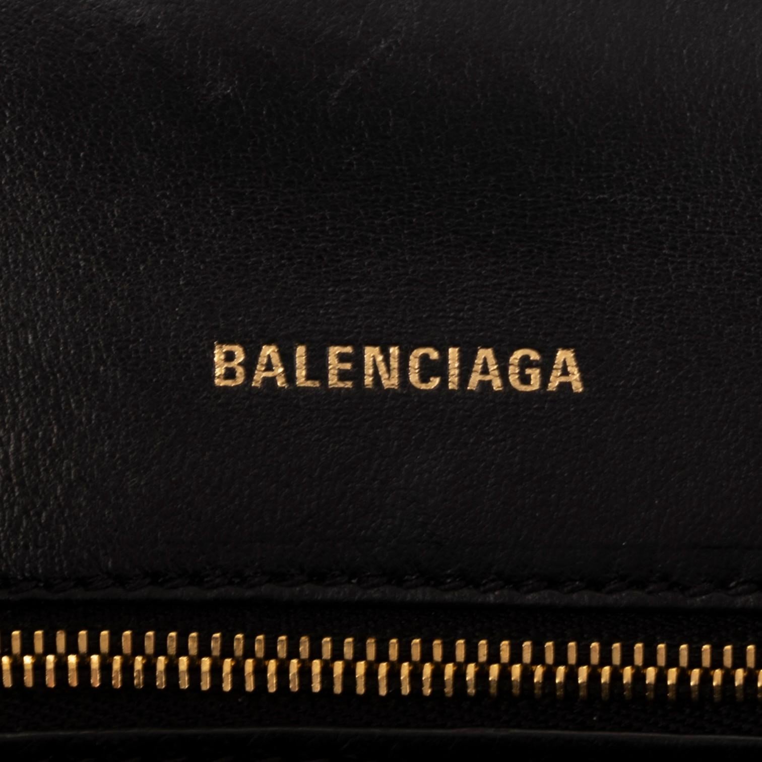 Balenciaga Small Hourglass Black Calfskin Leather Handbag OAG7799