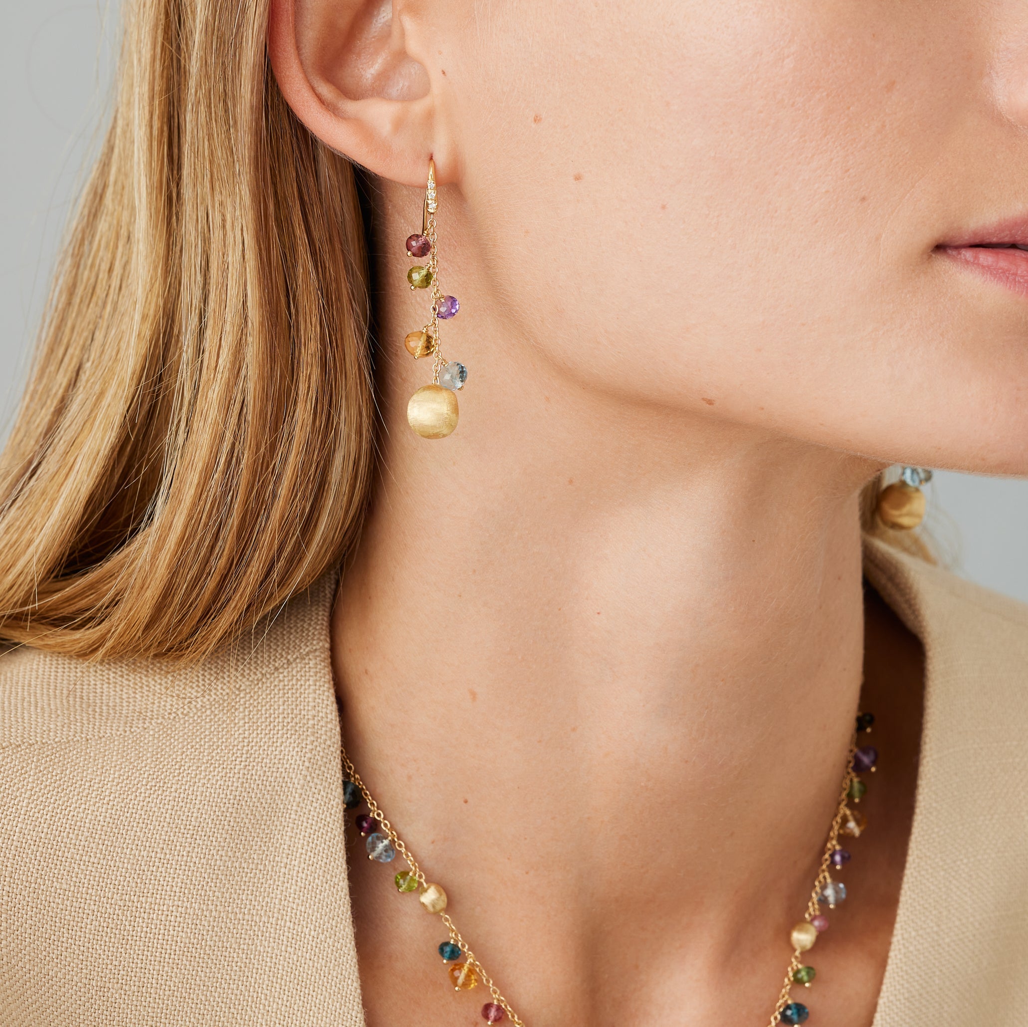 Marco Bicego Africa Multi-Gemstone 18K Yellow Gold Drop Earrings OB1861-AB - THE SOLIST