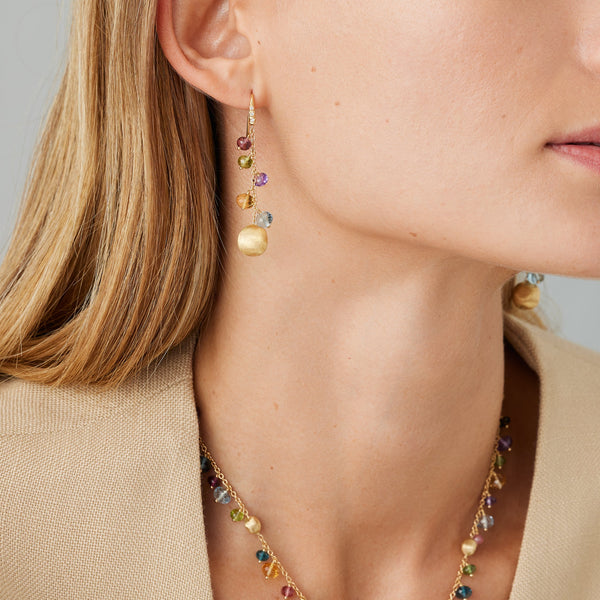 Marco Bicego Africa Multi-Gemstone 18K Yellow Gold Drop Earrings OB1861-AB