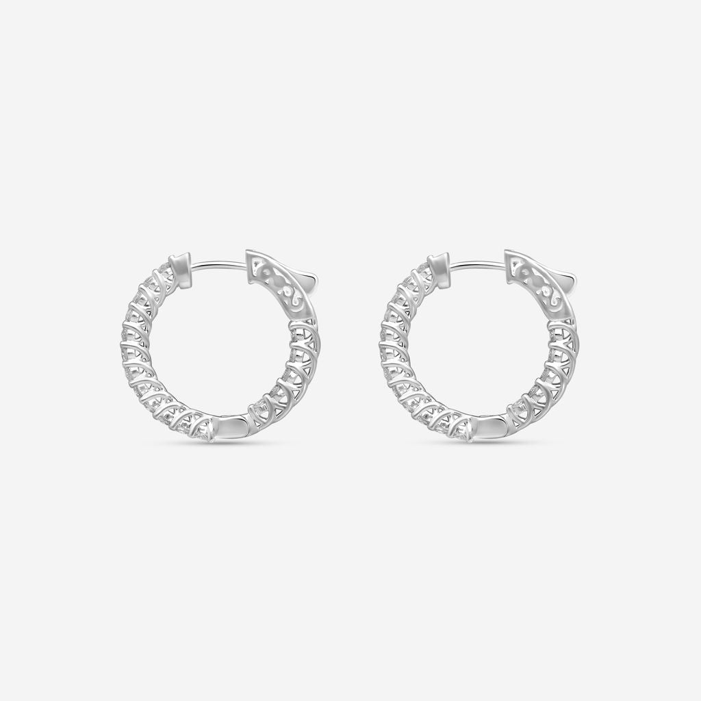 Ina Mar 14K White Gold Diamond Round Hoop Earrings E1139A-FW-100F - THE SOLIST