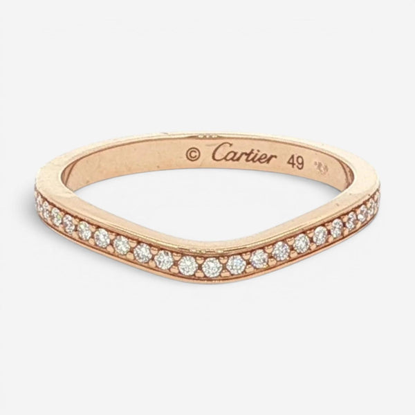 Cartier Ballerina 18K Rose Gold Diamond Curved Band Ring Sz. 5 B4098700