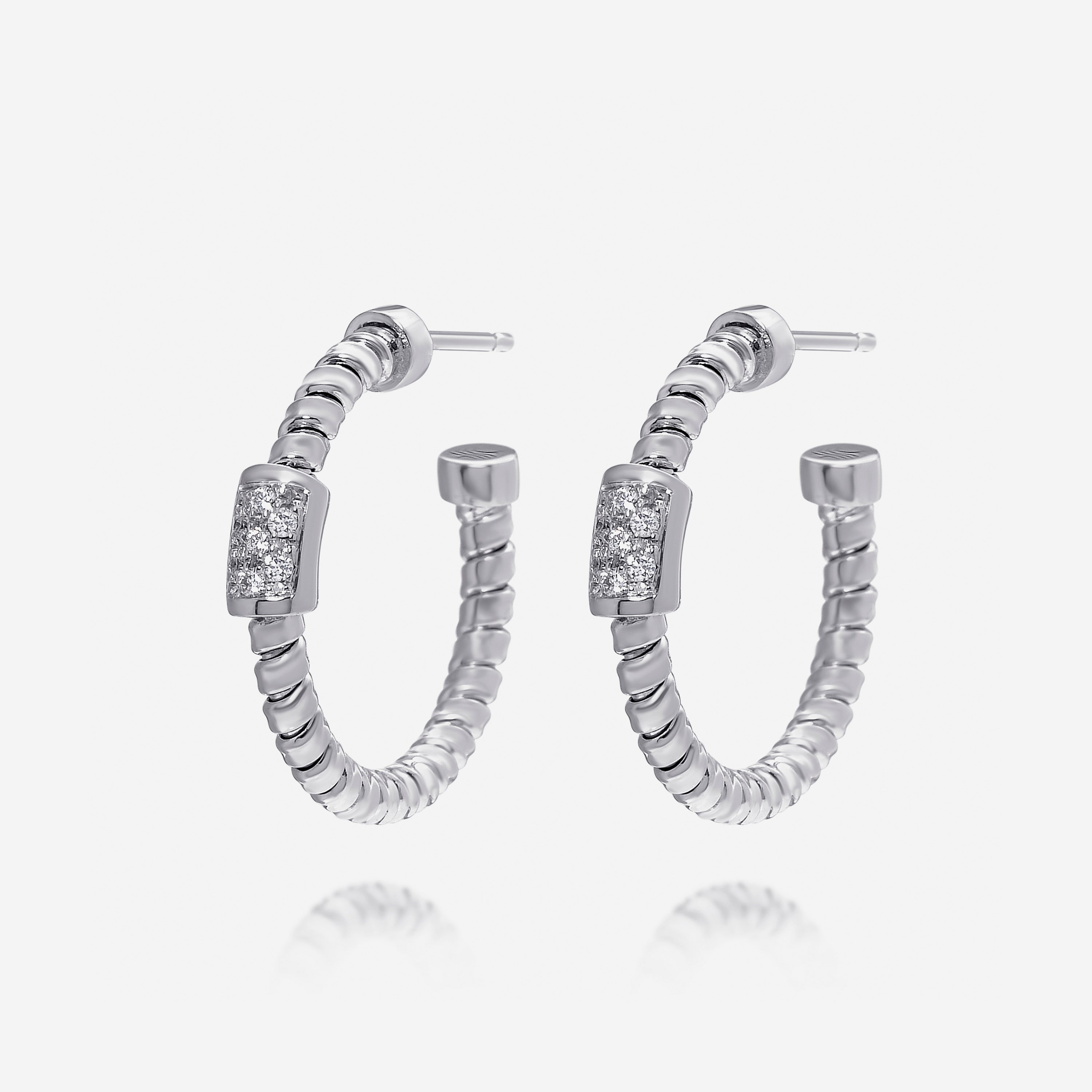 Tessitore Tubogas 18K White Gold, Diamond 0.64ct. tw. Hoop Earrings OT 829W - THE SOLIST