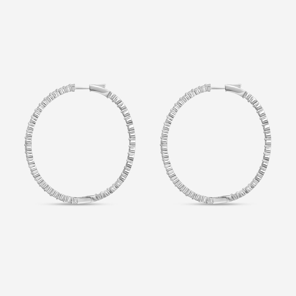 Ina Mar 14K White Gold Diamond Shared Prong Oval Hoop Earrings E1182D-FW-400F - THE SOLIST