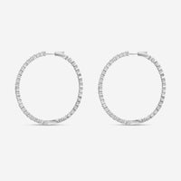 Ina Mar 14K White Gold Diamond Shared Prong Oval Hoop Earrings E1182D-FW-400F - THE SOLIST