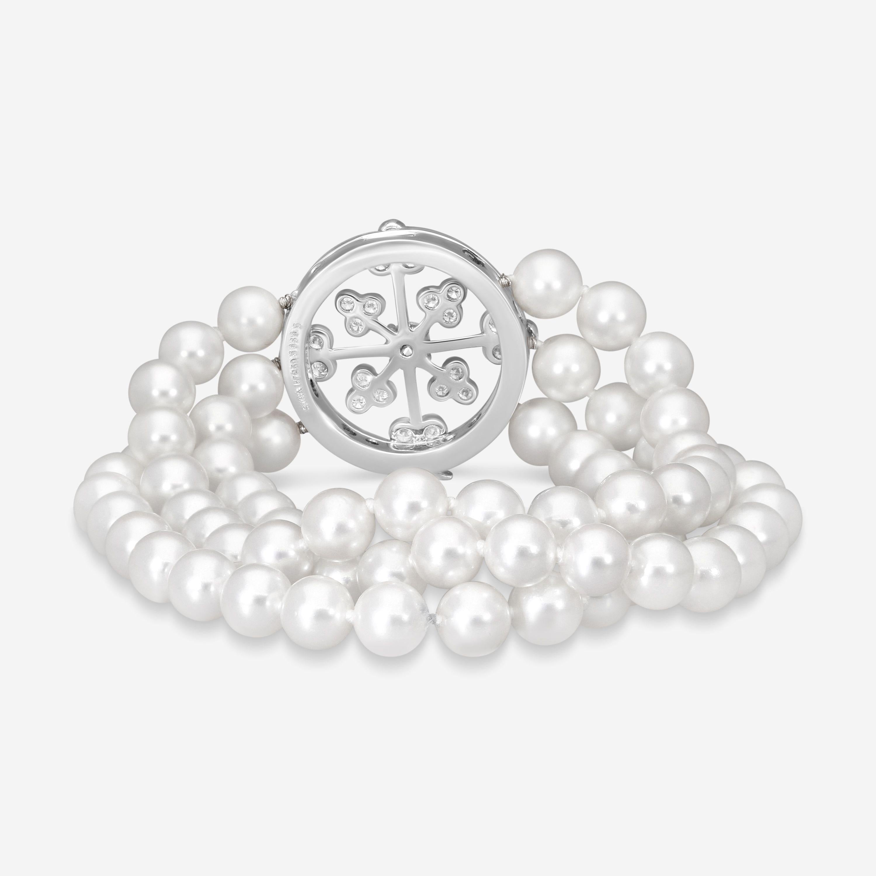 Suna Platinum Diamond Pearl Lace Bracelet B3669CPP