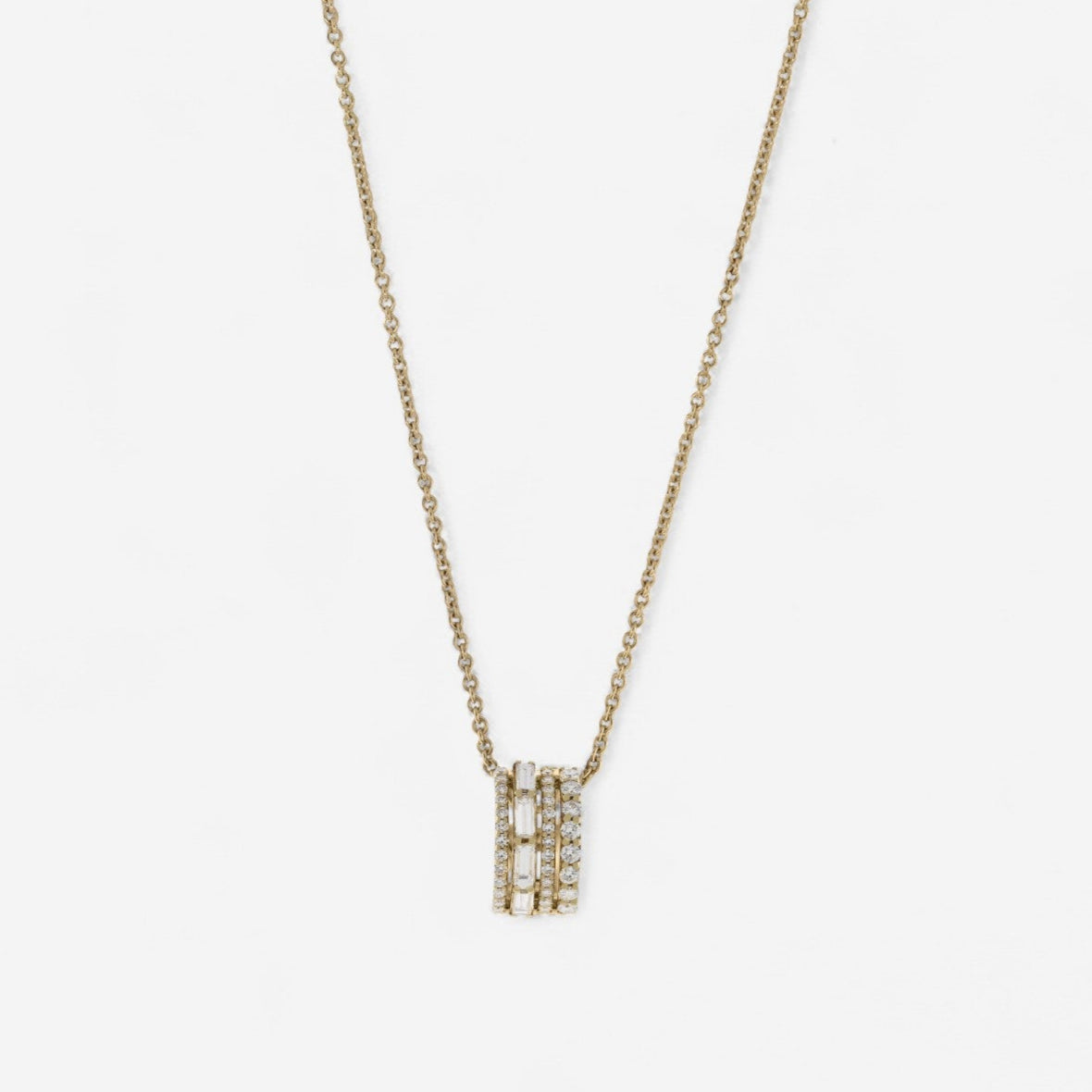 Crivelli 18K Yellow Gold 4-Row Diamond Pendant Necklace P0038E - THE SOLIST