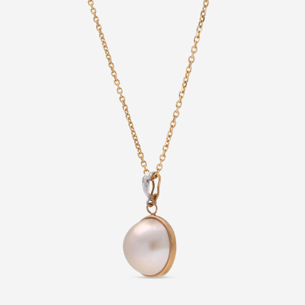 London Pearl 18K Yellow Gold Mabe 17mm Pearl Pendant P1113MO - THE SOLIST