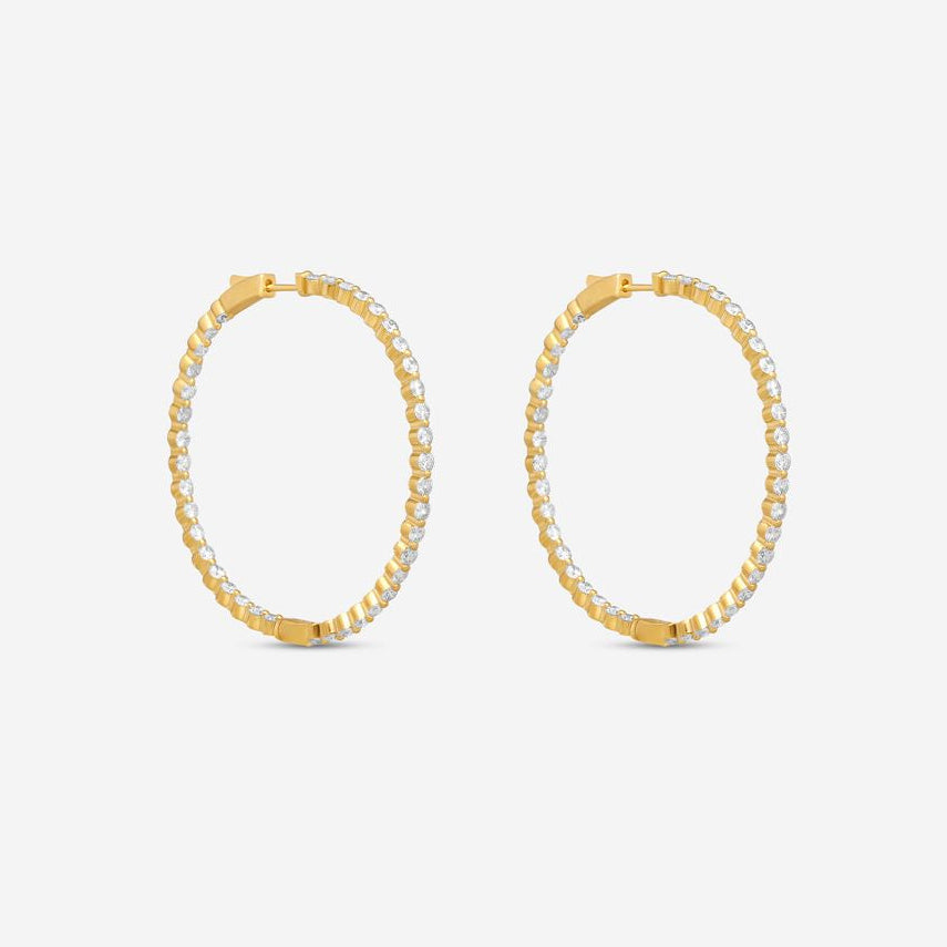 Ina Mar 14K Yellow Gold Diamond Shared Prong Hoop Earrings E1183D-FY-400F - THE SOLIST