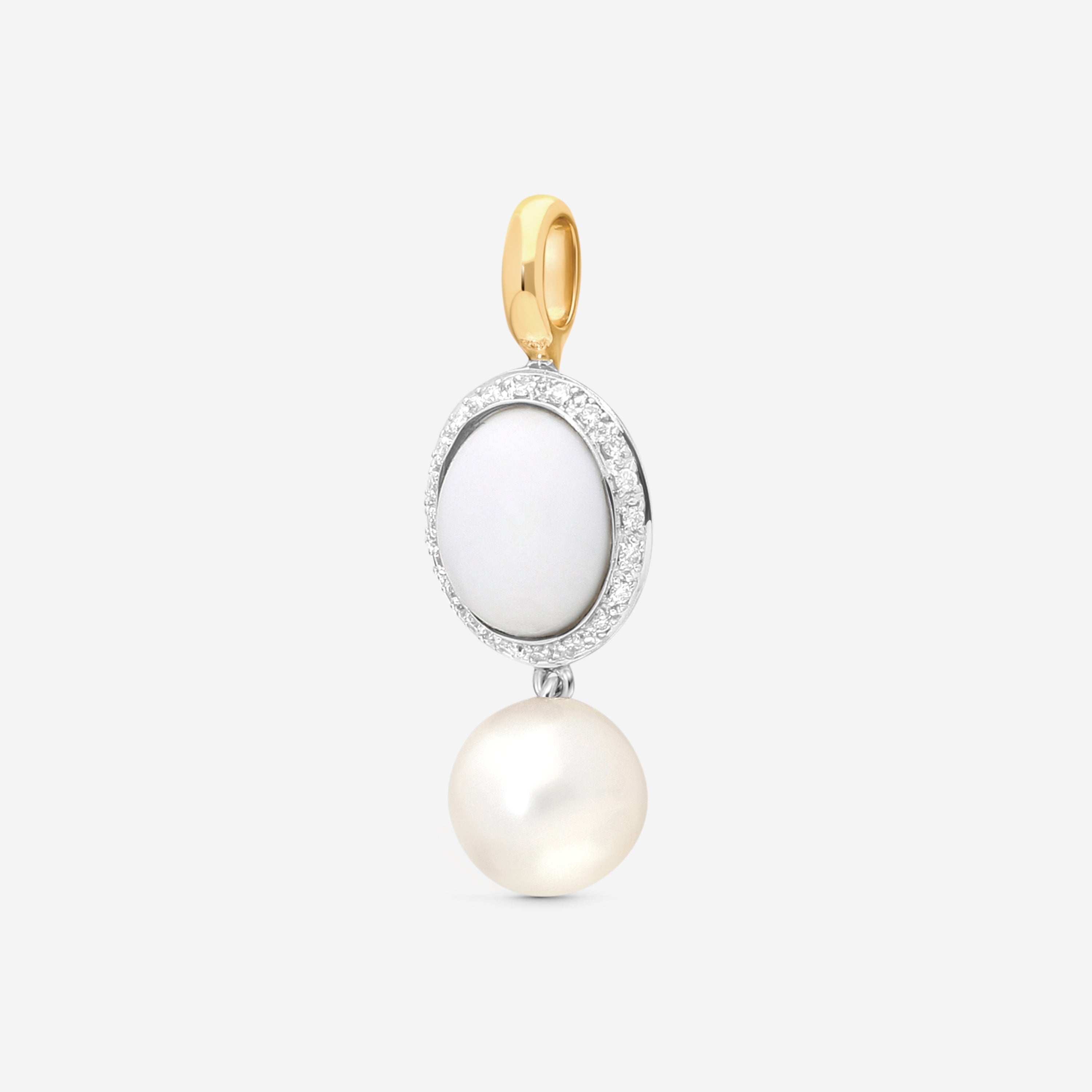 Mimi Milano Leela 18K White & Rose Gold Diamond & Pearl Pendant P320C1A1B