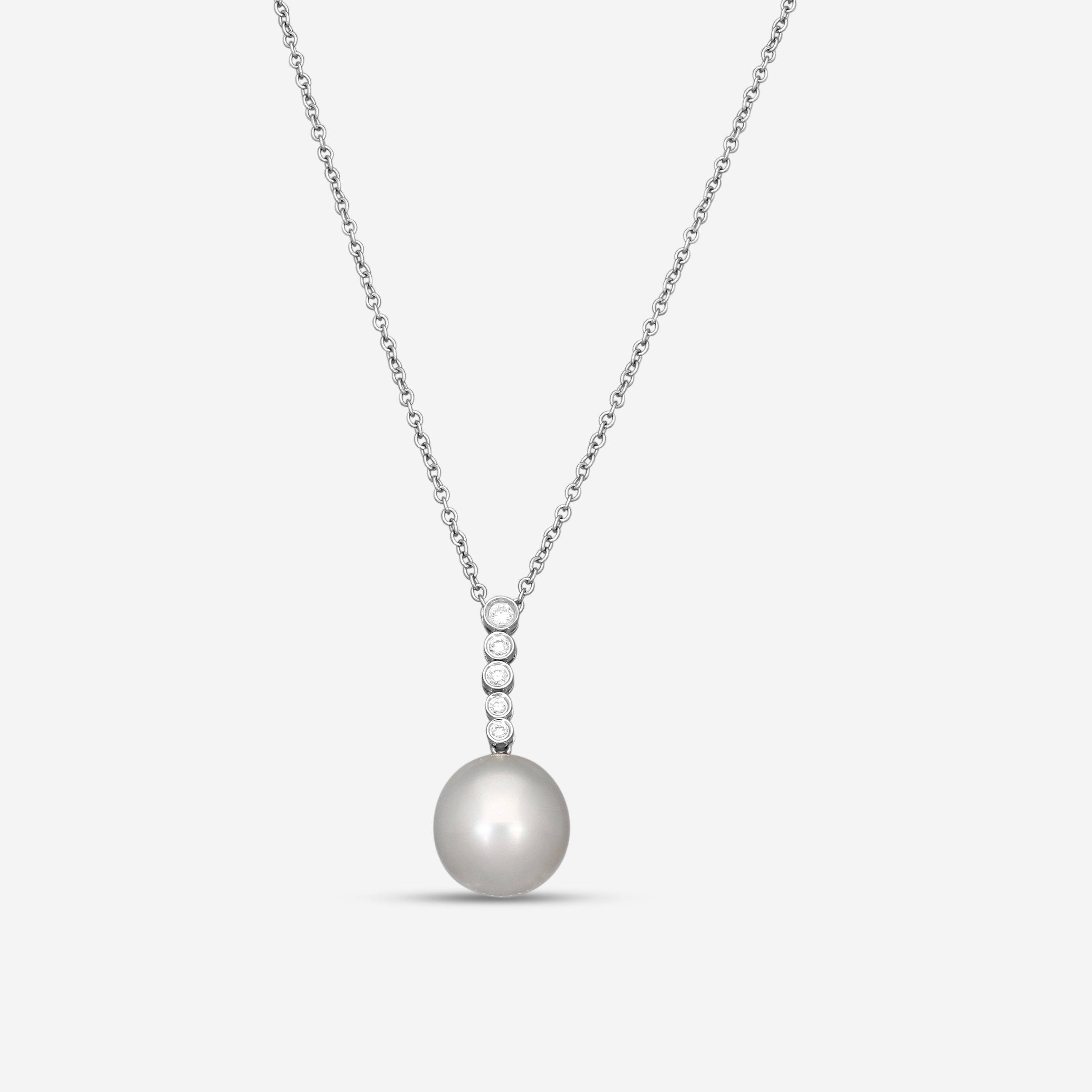 Assael 18K White Gold Tahitian Cultured Pearl & Diamond Pendant Necklace P3499 - THE SOLIST
