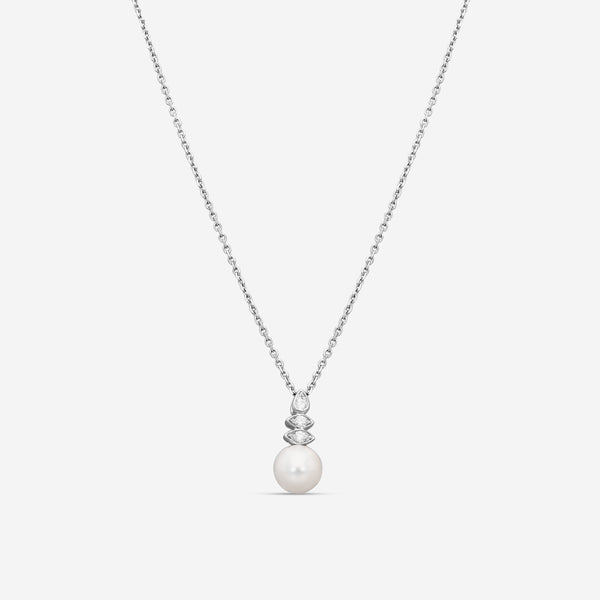 Assael 18K White Gold Akoya Cultured Pearl & Diamond Pendant Necklace P3664