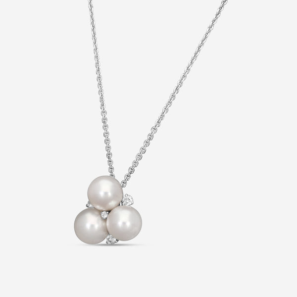 Assael 18K White Gold Diamond & Akoya Cultured Pearl Pendant Necklace P3683 - THE SOLIST