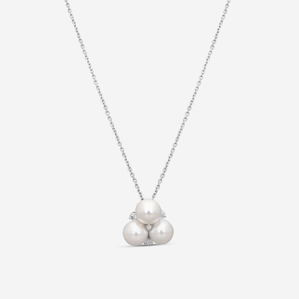 Assael 18K White Gold Akoya Cultured Pearl & Diamond Pendant Necklace P3686