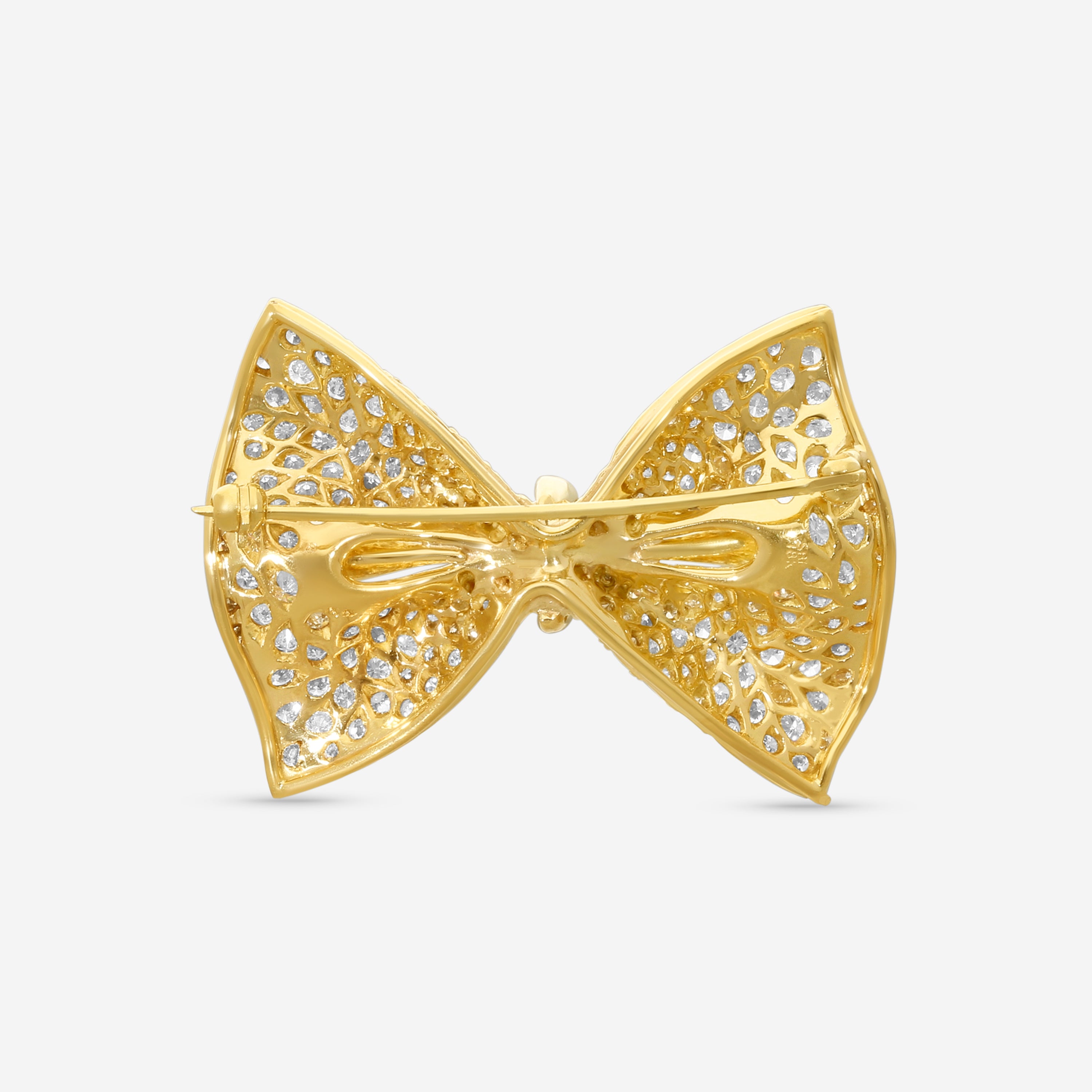 Suna Brothers 18K Yellow Gold Diamond Bow Pin P6827Y