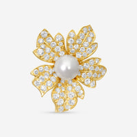 Suna Brothers 18K Yellow Gold Diamond & Pearl Brooch P6844CPY