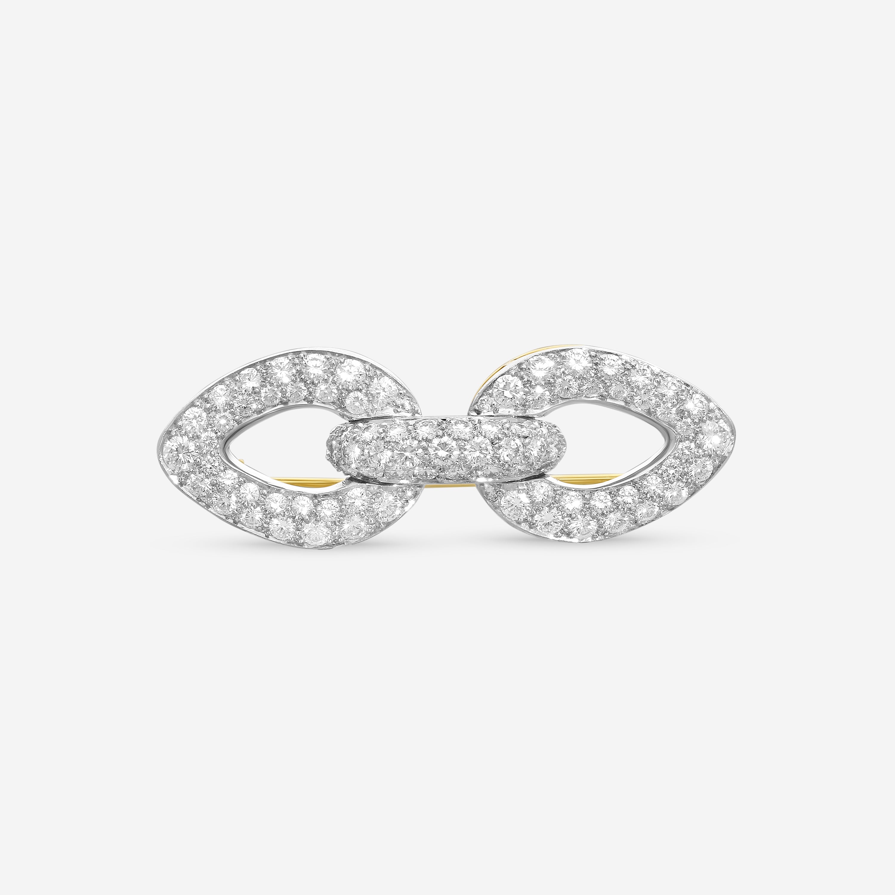 Suna Brothers 18K Yellow Gold & Platinum Diamond Bow Pin P6851T