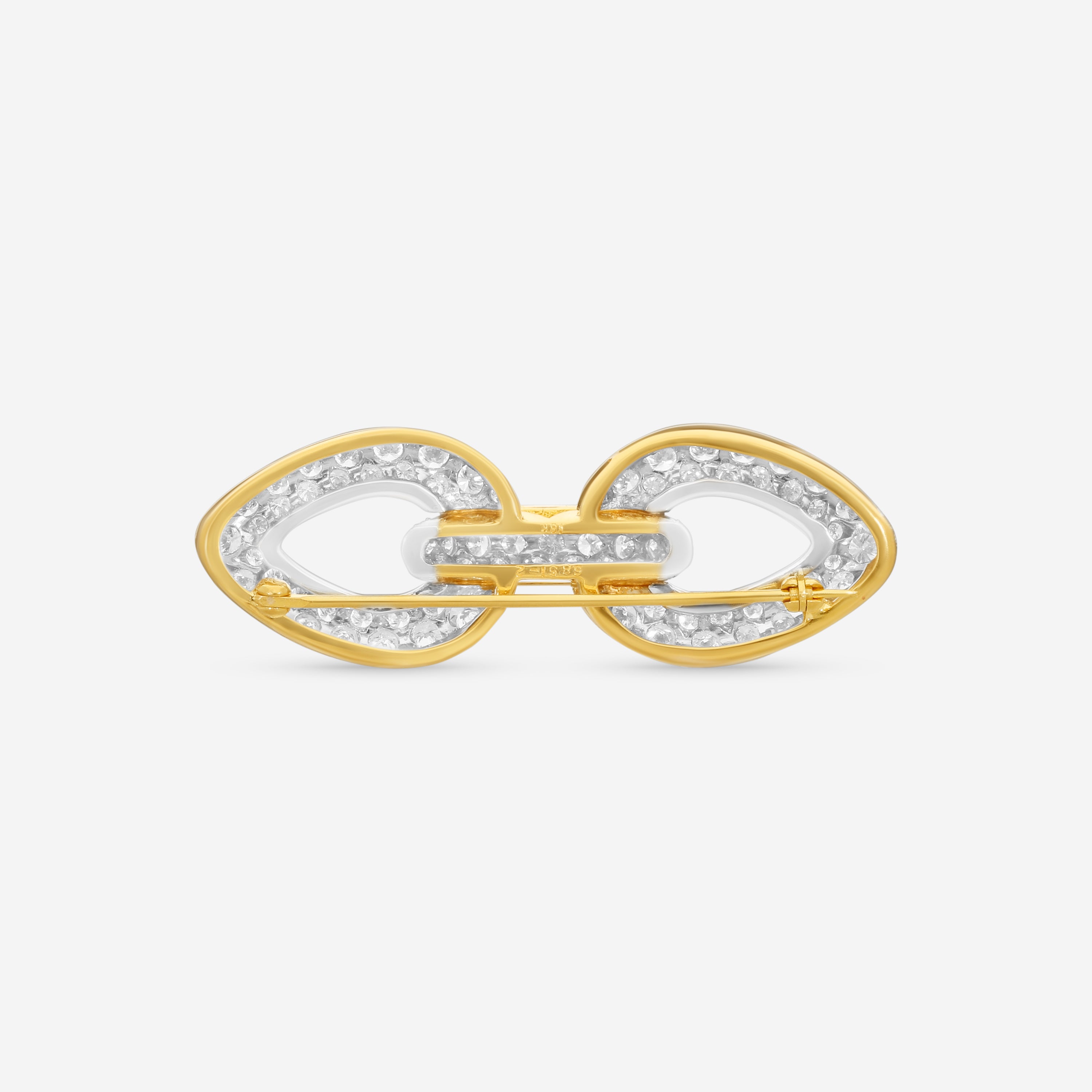 Suna Brothers 18K Yellow Gold & Platinum Diamond Bow Pin P6851T