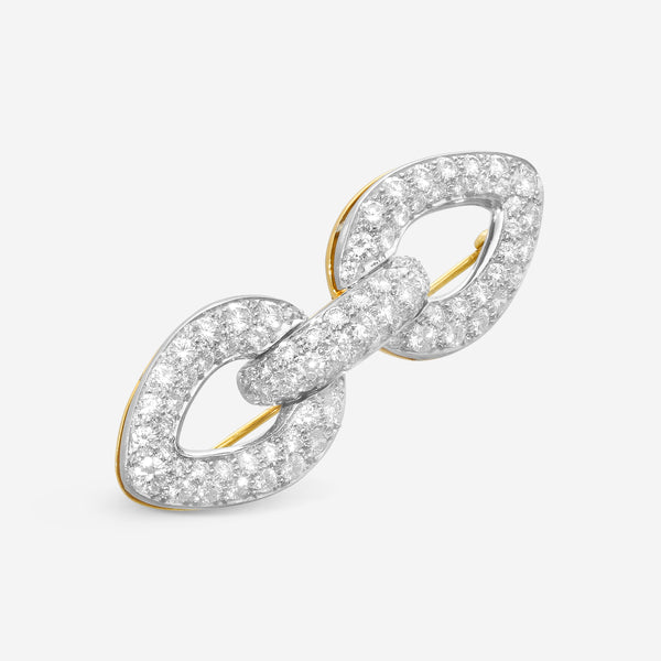 Suna Brothers 18K Yellow Gold & Platinum Diamond Bow Pin P6851T