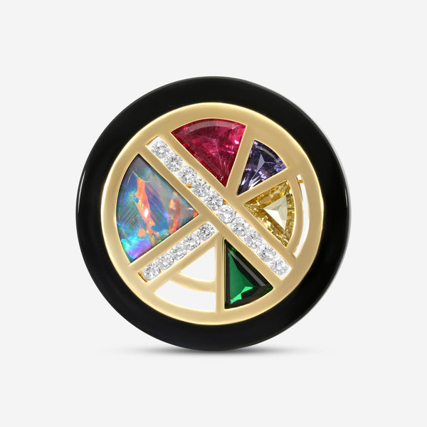 Suna Brothers 18K Yellow Gold Multistone & Diamond Pin P6961Y