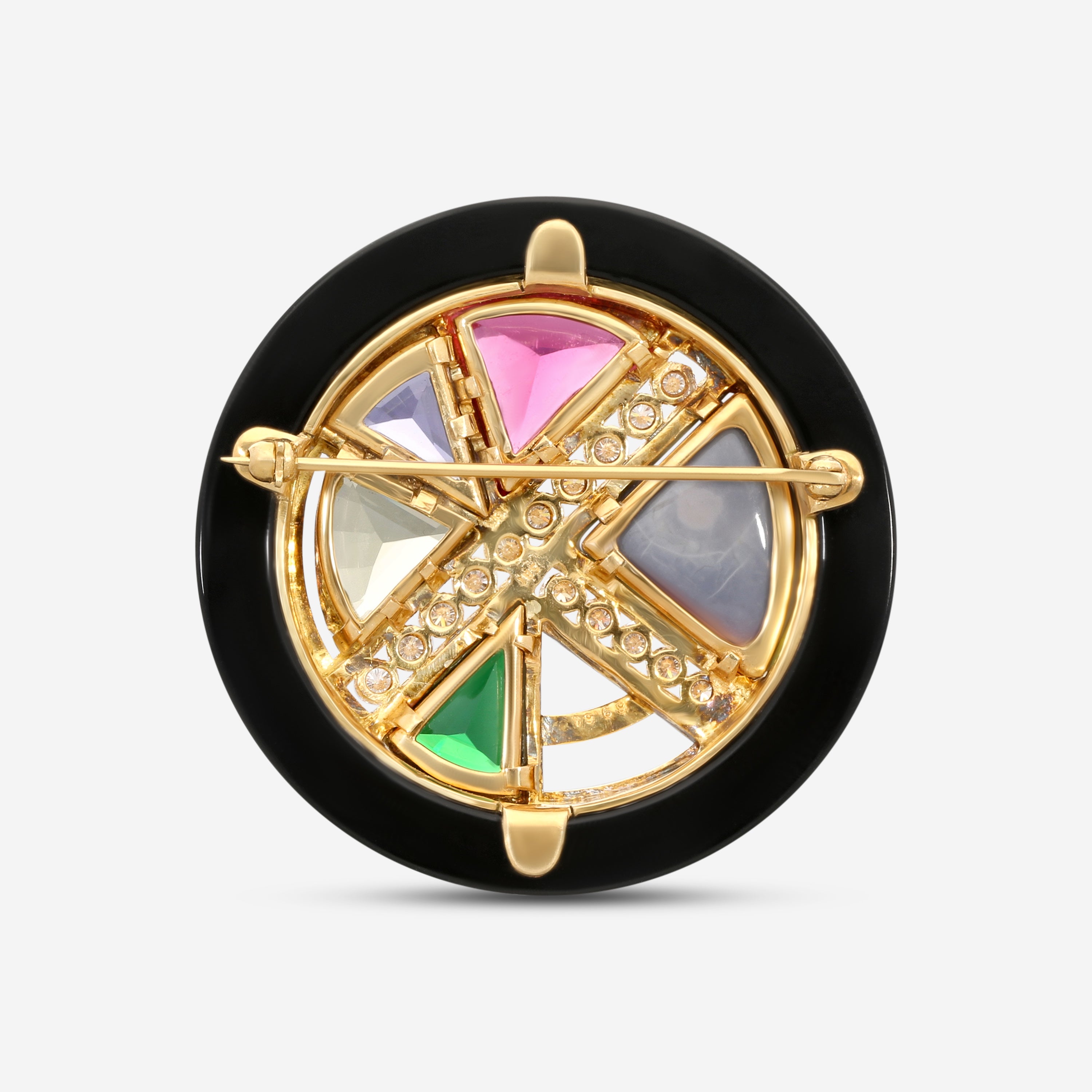 Suna Brothers 18K Yellow Gold Multistone & Diamond Pin P6961Y