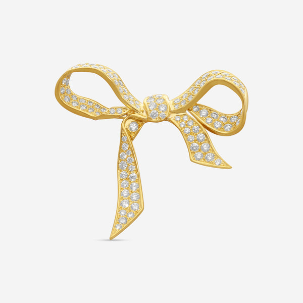 Suna Brothers 18K Yellow Gold Diamond Bow Brooch P7290Y
