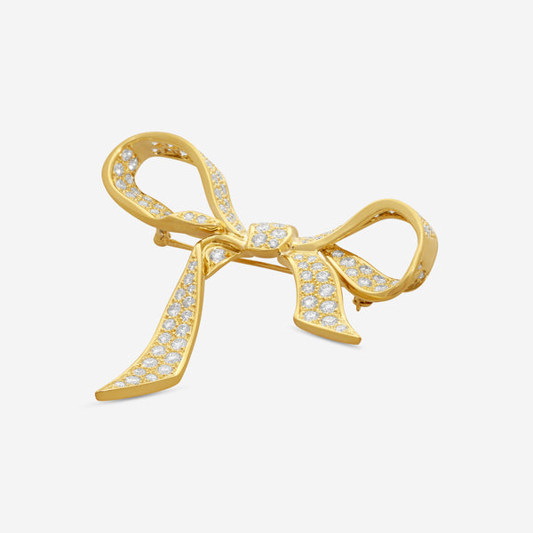 Suna Brothers 18K Yellow Gold Diamond Bow Brooch P7290Y