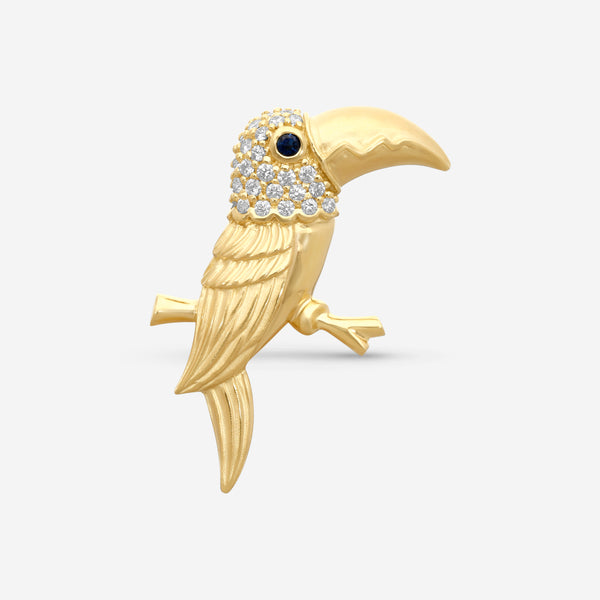 Suna Brothers 18K Yellow Gold Sapphire & Diamond Toucan Pin P7297SY