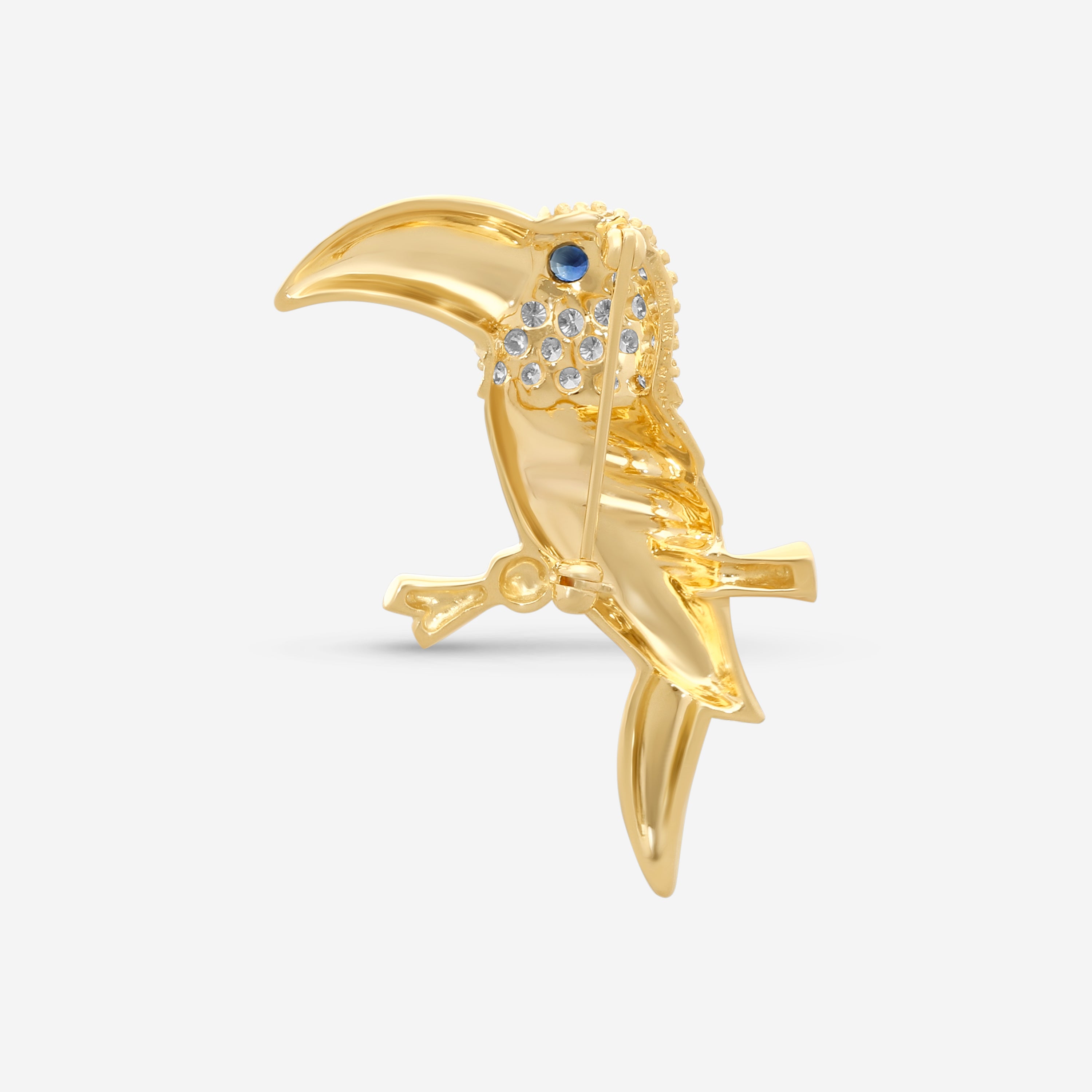 Suna Brothers 18K Yellow Gold Sapphire & Diamond Toucan Pin P7297SY
