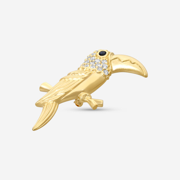 Suna Brothers 18K Yellow Gold Sapphire & Diamond Toucan Pin P7297SY
