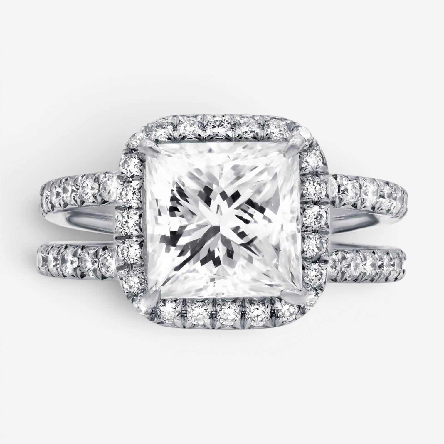 Diana M Halo Platinum Diamond Engagement Ring Sz. 5.5 PC416