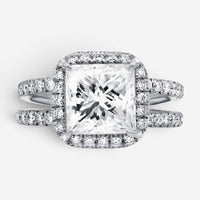 Diana M Halo Platinum Diamond Engagement Ring Sz. 5.5 PC416
