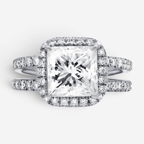Diana M Halo Platinum Diamond Engagement Ring Sz. 5.5 PC416