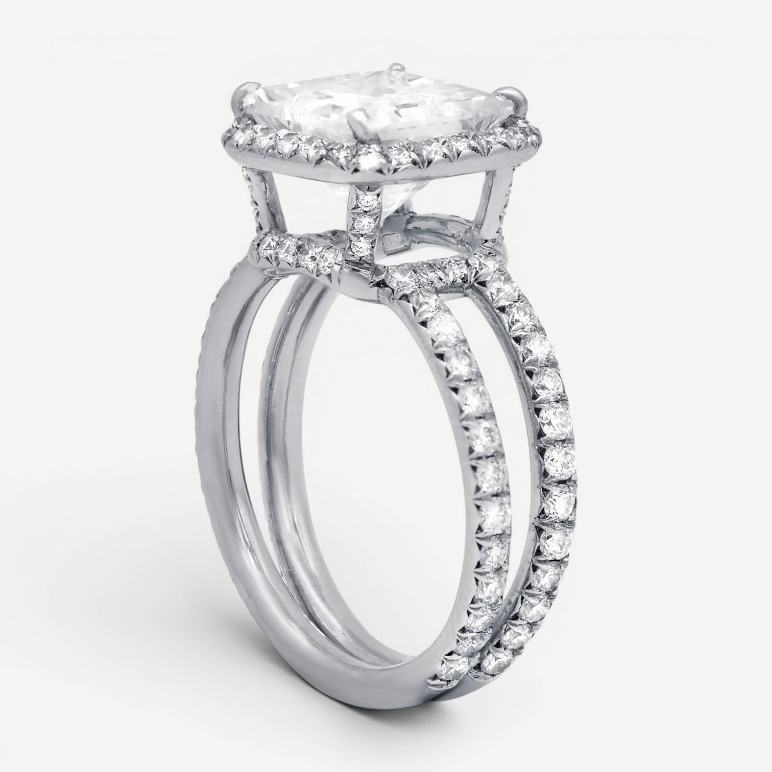 Diana M Halo Platinum Diamond Engagement Ring Sz. 5.5 PC416