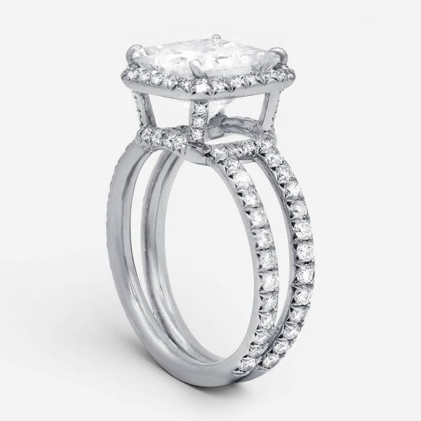 Diana M Halo Platinum Diamond Engagement Ring Sz. 5.5 PC416