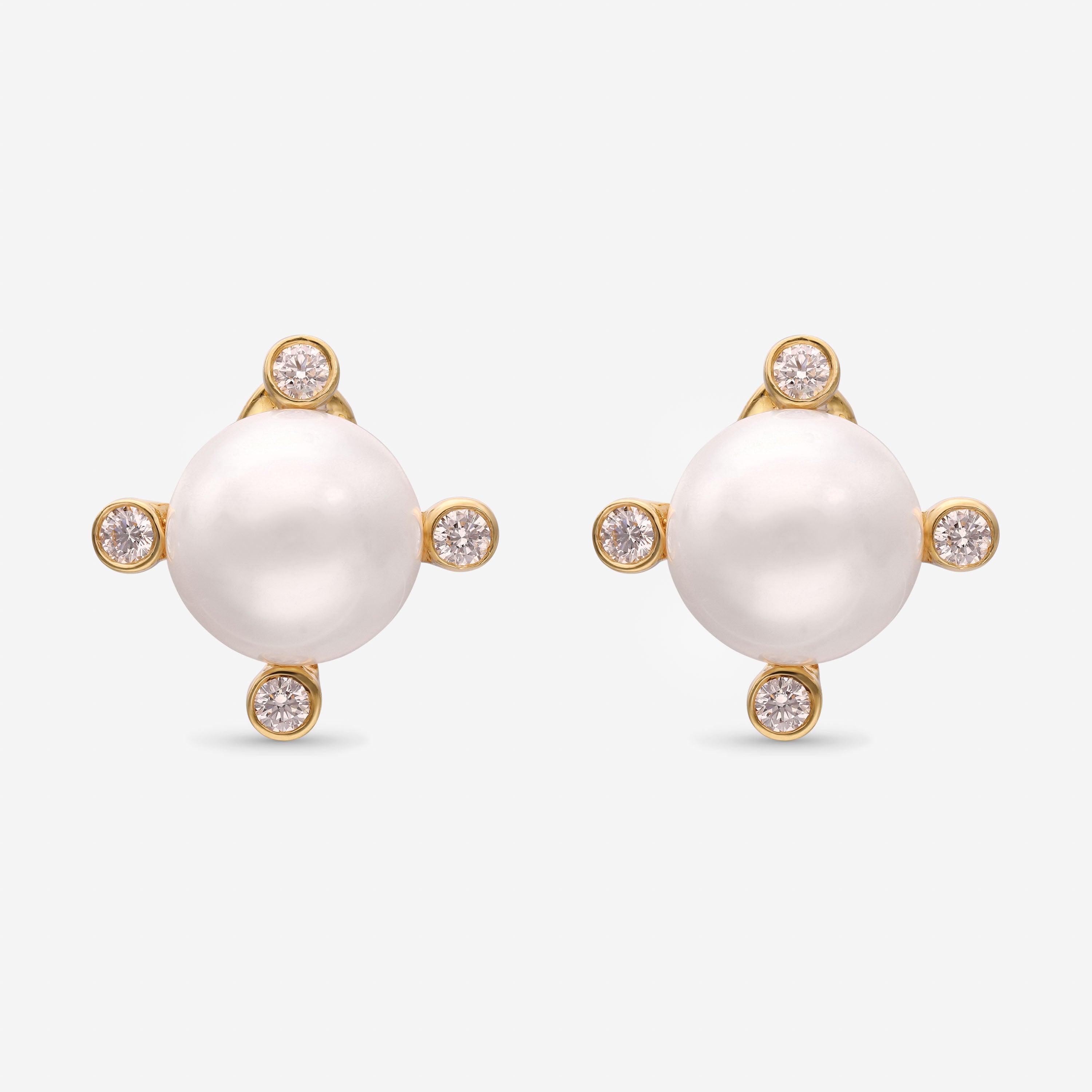 Assael 18K Yellow Gold, Diamond 0.91ct. tw. and South Sea Pearl Clip On Earrings PDE0310 - THE SOLIST