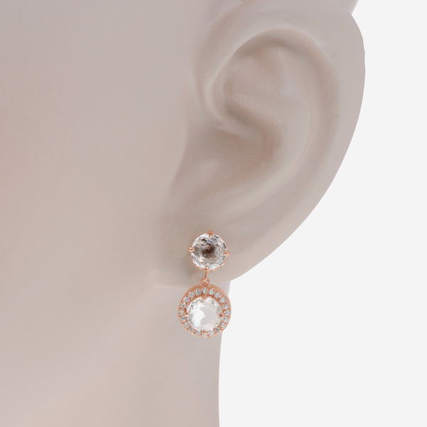 Suzanne Kalan 14K Rose Gold and White Sapphire Drop Earrings PE161-RGWT - THE SOLIST