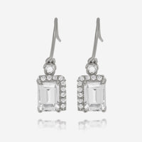 Suzanne Kalan 14K White Gold Diamond and White Topaz Drop Earrings PE578-WGWT - THE SOLIST
