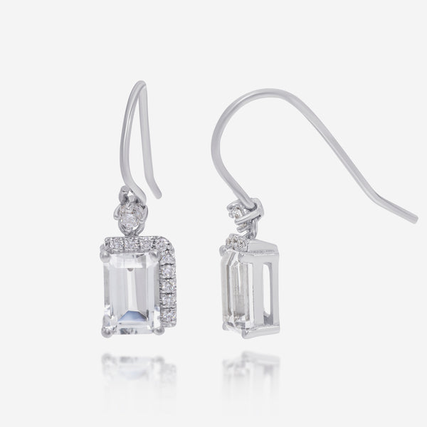 Suzanne Kalan 14K White Gold Diamond and White Topaz Drop Earrings PE578-WGWT - THE SOLIST