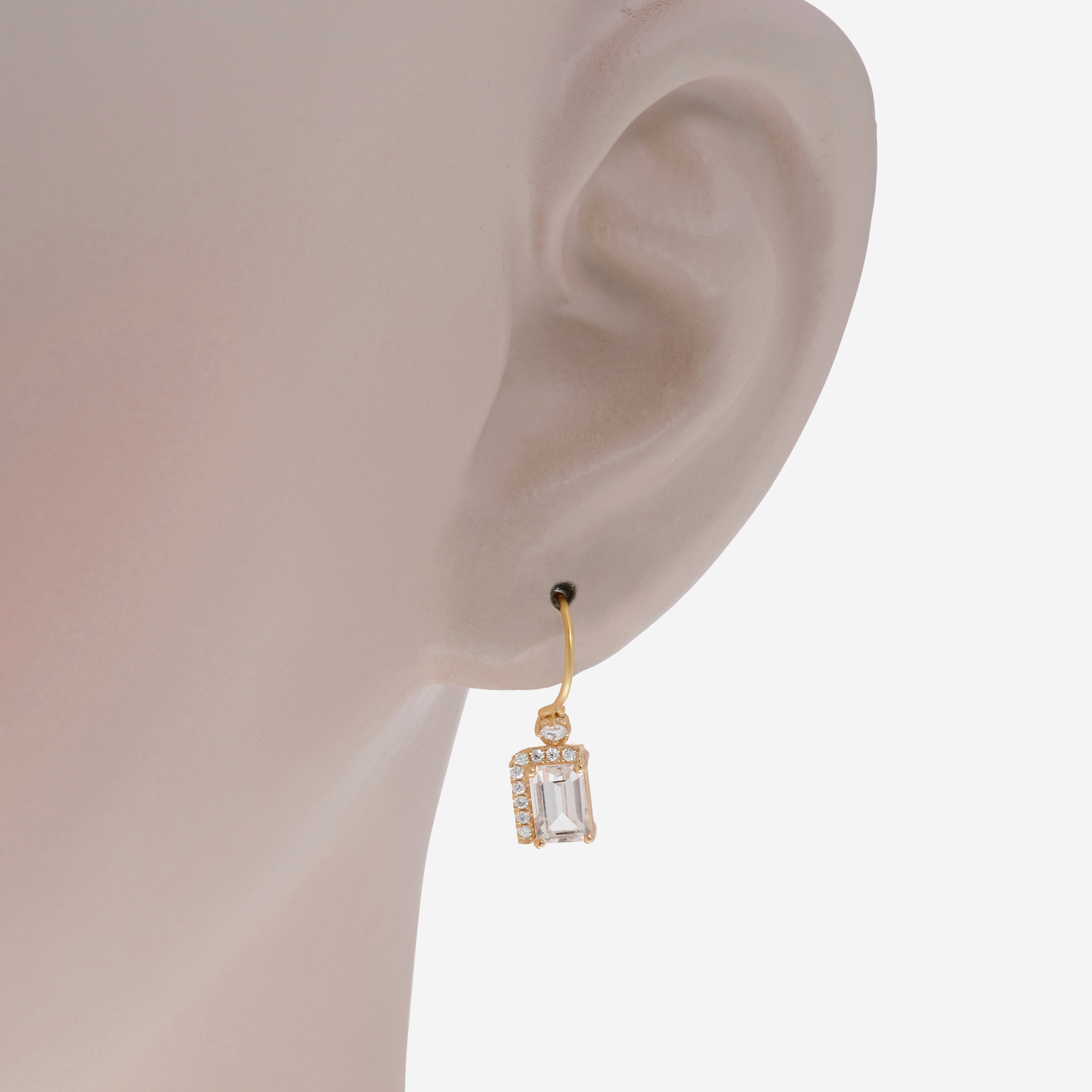 Suzanne Kalan 14K Yellow Gold Diamond and Morganite Topaz Drop Earrings PE578-YGMT - THE SOLIST