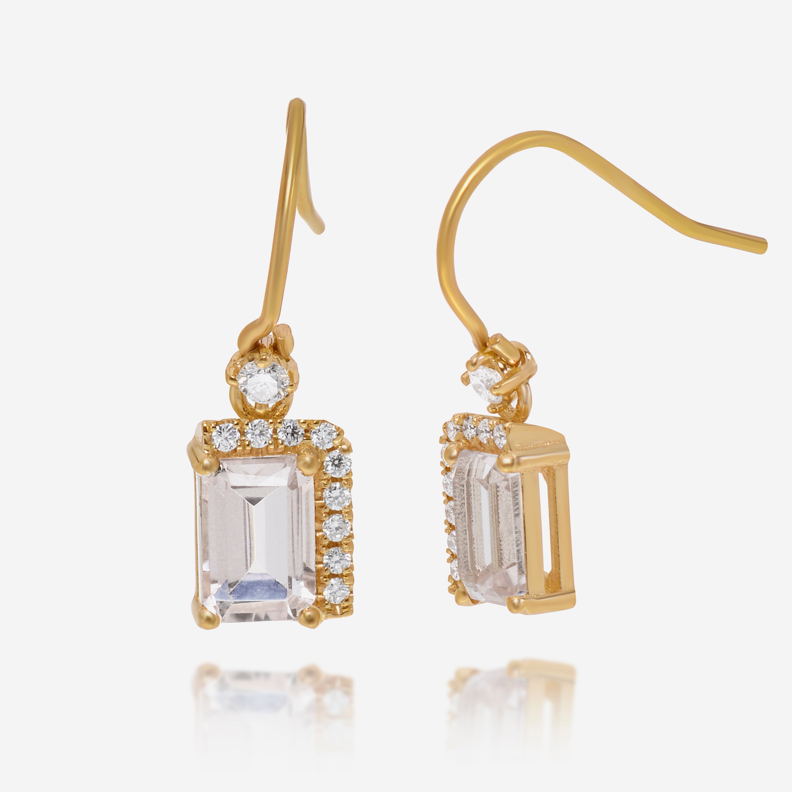 Suzanne Kalan 14K Yellow Gold Diamond and Morganite Topaz Drop Earrings PE578-YGMT - THE SOLIST
