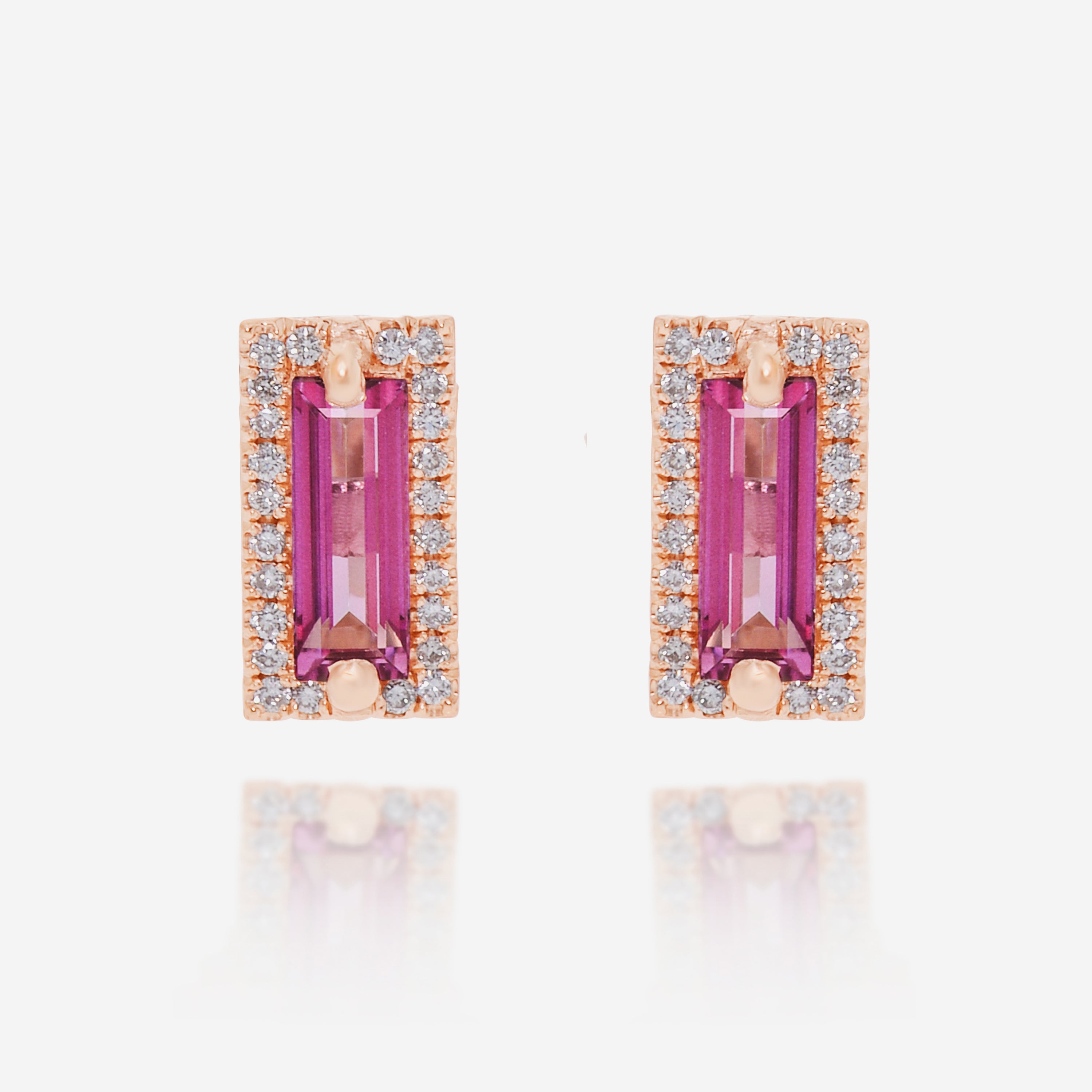 Suzanne Kalan 14K Rose Gold Diamond and Pink Topaz Stud Earrings PE690-RGPT - THE SOLIST