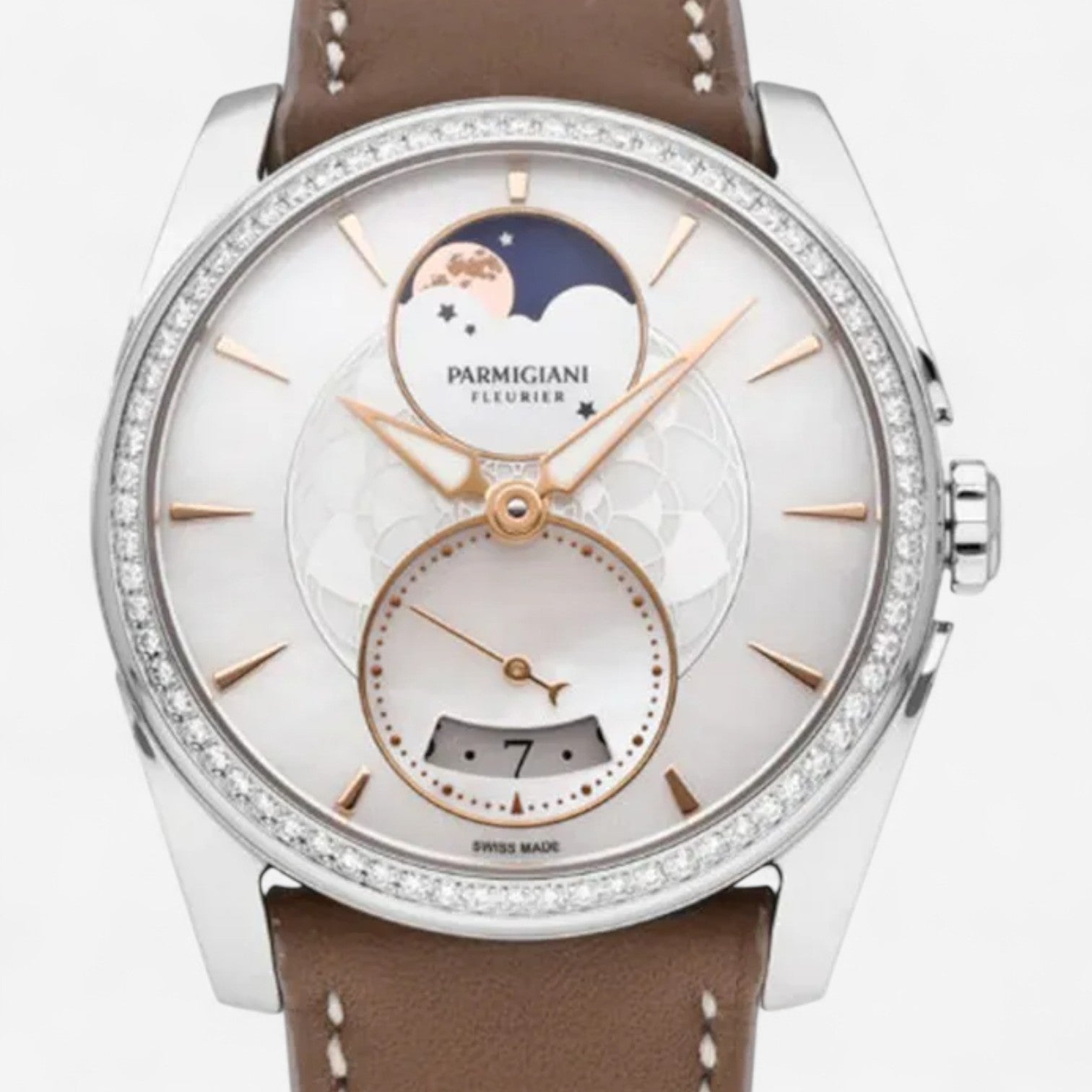 Parmigiani Fleurier Tonda Metropolitaine Selene Stainless Steel Diamond Automatic Ladies Watch PFC283-0063300-HC6121